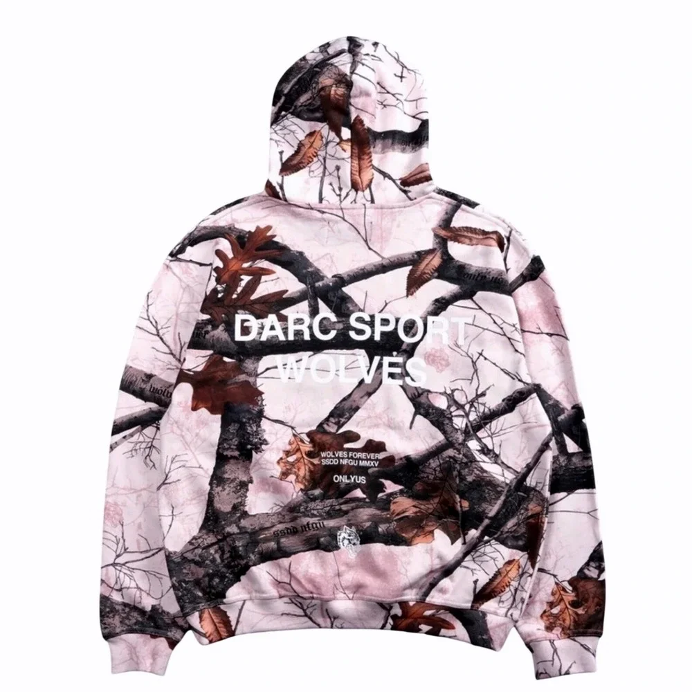 Darc Sport Wolves Pierce Hoodie XL Brown Light Mauve Woodland Camo‎ DSFH039-1097